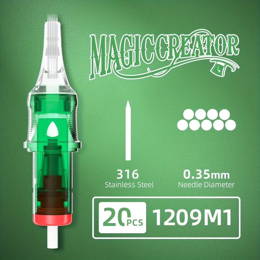 A Set of 20 Disposable Tattoo Needles for Magicians, Featuring High Transparency, Adjustable Lines, Various Gauges, Excellent Rigidity, Lasting Sharpness, And Ample Ink Capacity, Perfect for Both Professional Tattoo Artists And Novices