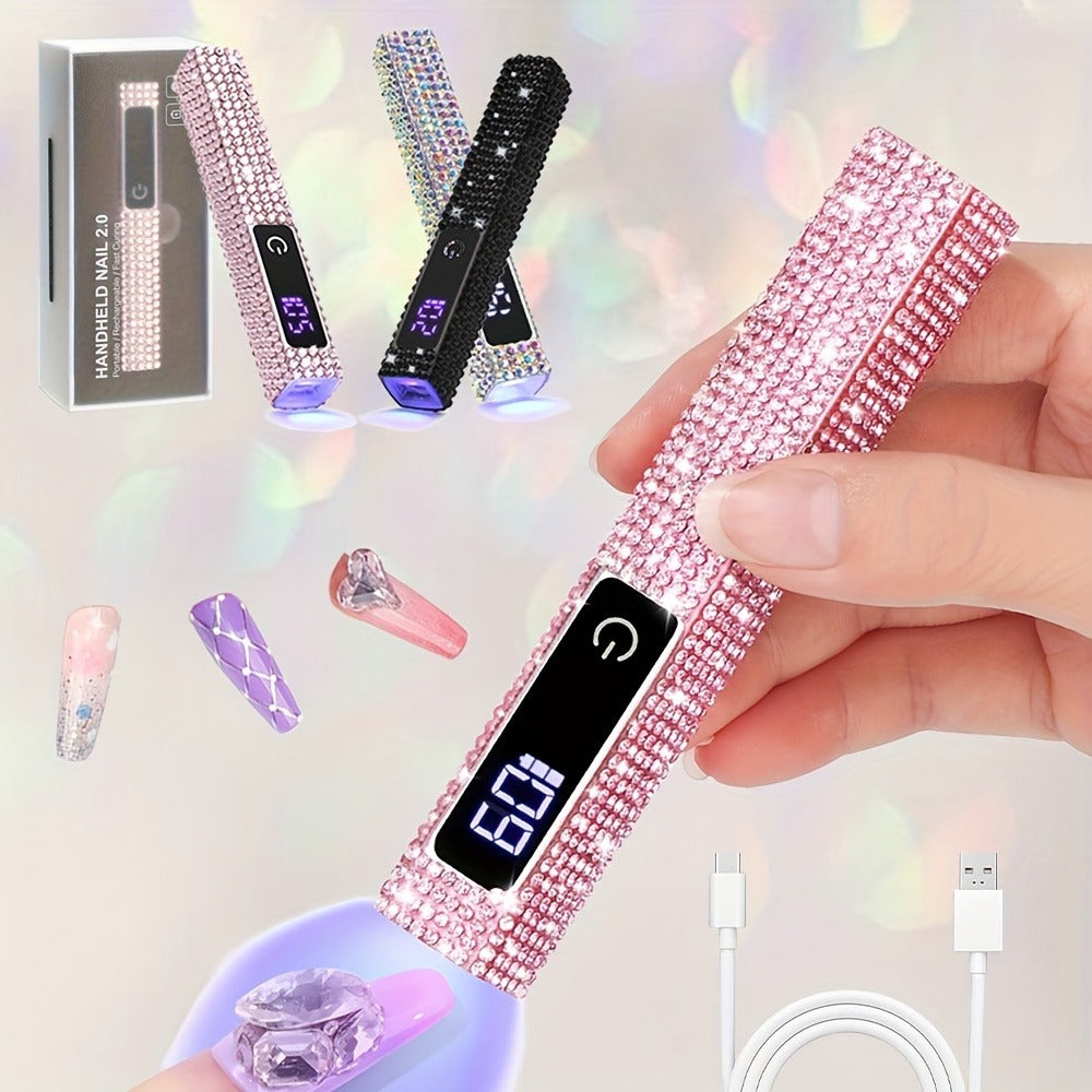 LCD Screen Handheld Nail Lamp 8X Fast Curing LED Light Visual Timer Touch Screen Gel Nail Lamp Cordless Nail Dryer, Suitable for Home Salon