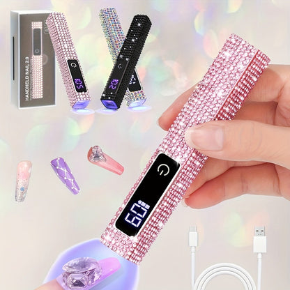 Handheld Nail Lamp 8X Fast Curing 395nm LCD Touch Screen 20s 60s Timer 400mAh Type-C Rechargeable Cordless Gel Nail Dryer for Home Salon Manicure Pedicure