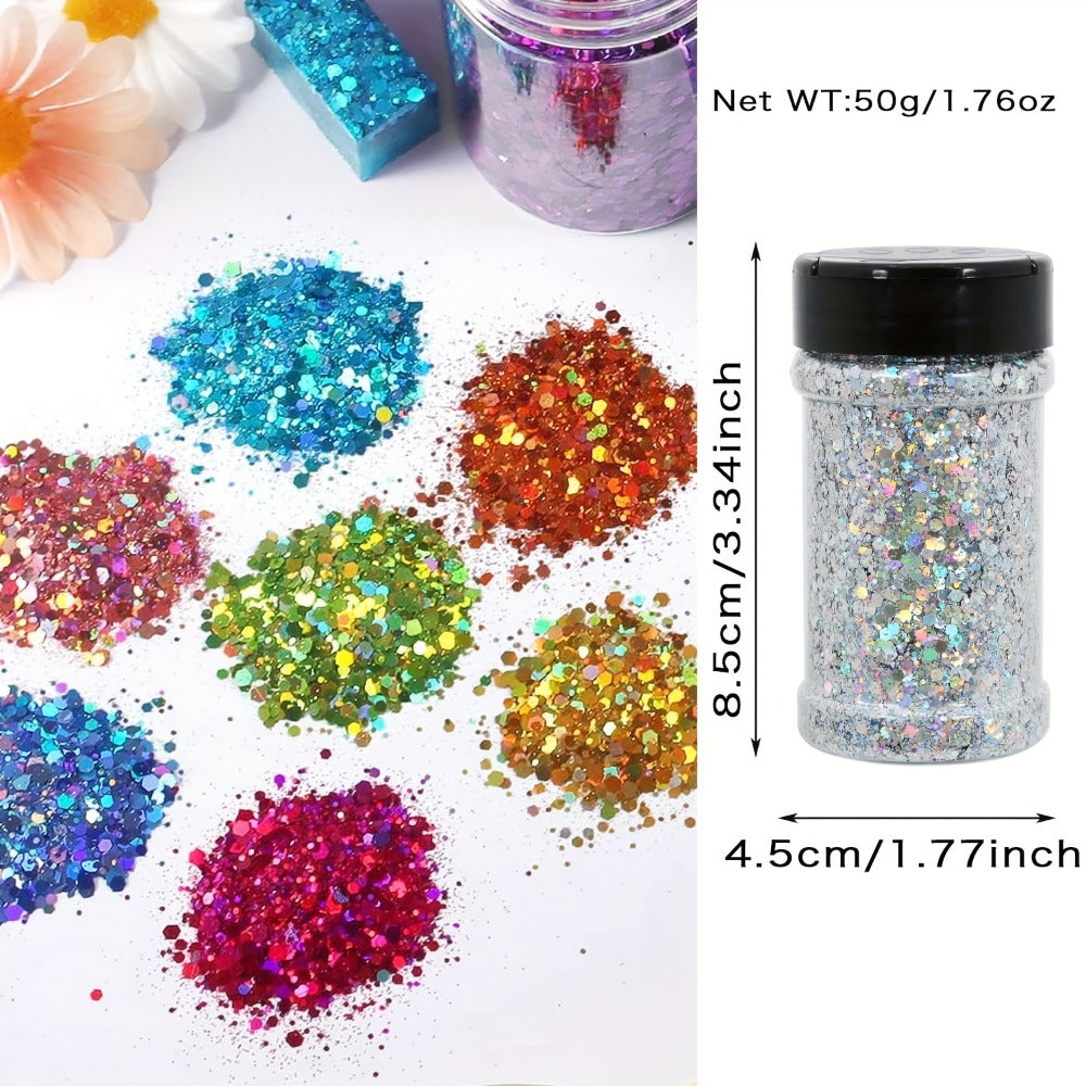 4 Boxes of Mixed Holographic Chunky Glitter, 200g Mixed Laser Diamond Metallic Flakes for Crafts, Epoxy Resin Glass Cups Scrapbooking Festive Decorations Art Ornaments, Scrapbooking Supplies, Tumbler Decoration, Shiny Flakes, Sparkling Accents