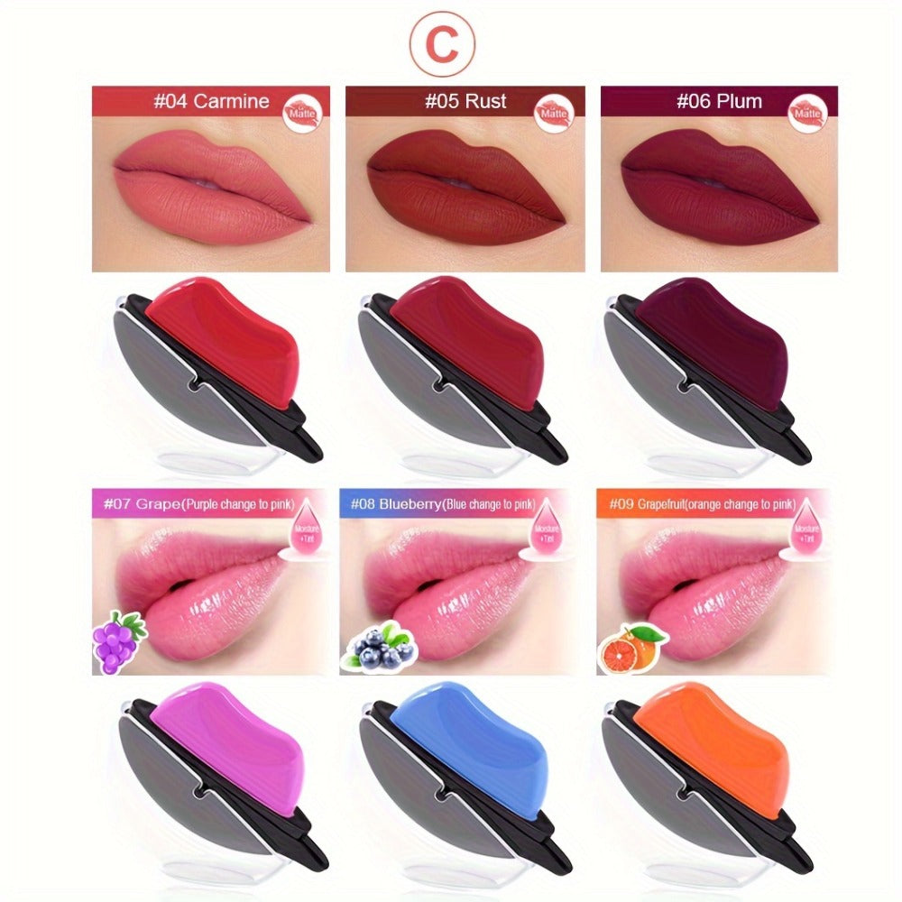 Lipstick Set 6pcs - Matte Color Changing Lip Shaped Lipstick with Jasmine Scent, Non-Fade Long-Lasting Formula, Multi-Shade Lip Makeup Gift Set for Women