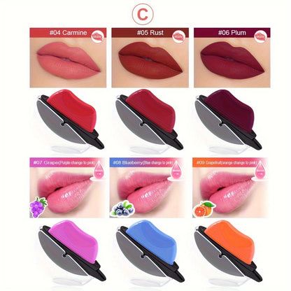 Lipstick Set 6pcs - Matte Color Changing Lip Shaped Lipstick with Jasmine Scent, Non-Fade Long-Lasting Formula, Multi-Shade Lip Makeup Gift Set for Women