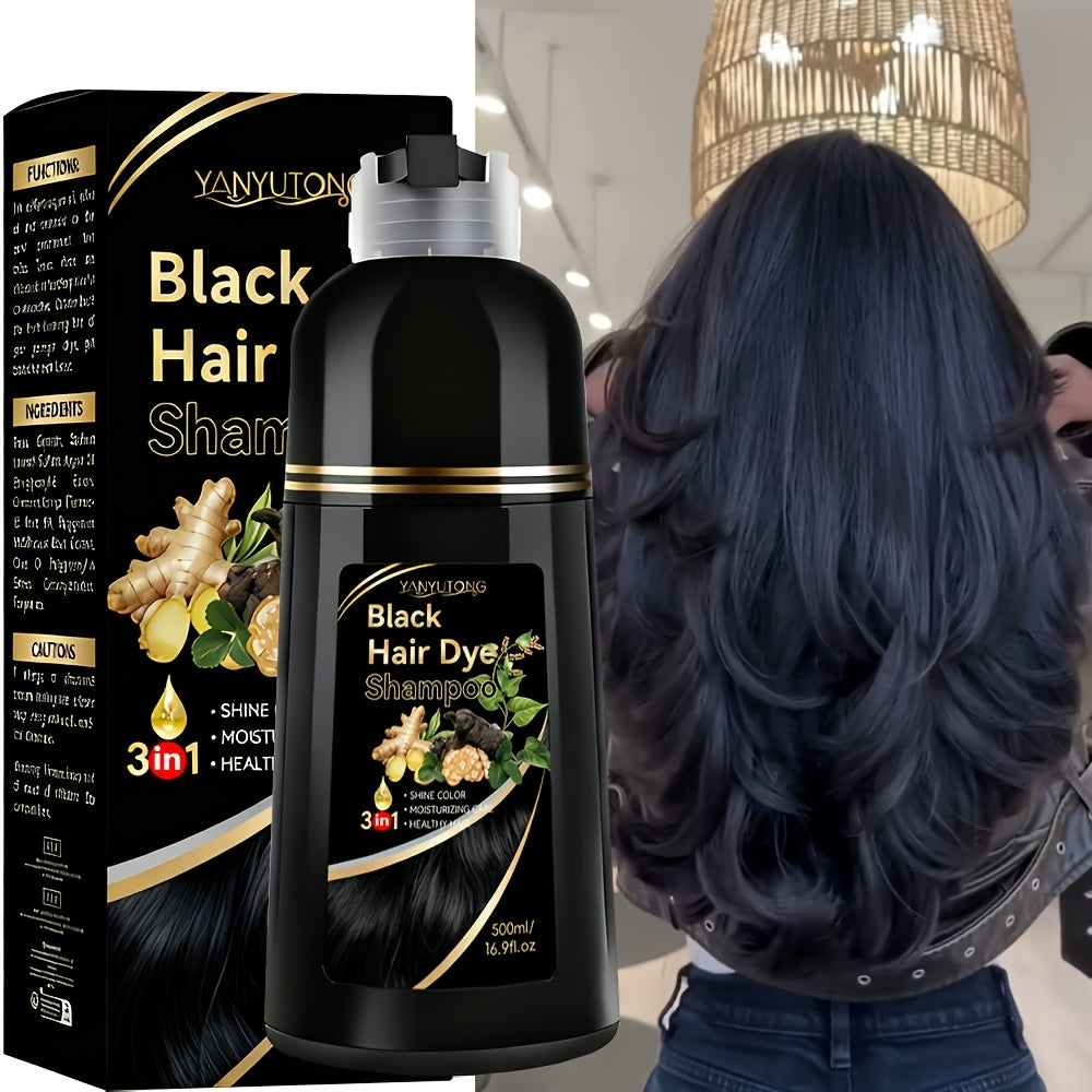 16.91oz Hair Dye Shampoo, Natural Plant Pigments, Safe for Hair, Quickly Covers Gray Hair, Available In Black, Red, Brown, And Chestnut Brown, Halloween Gift, Christmas Present