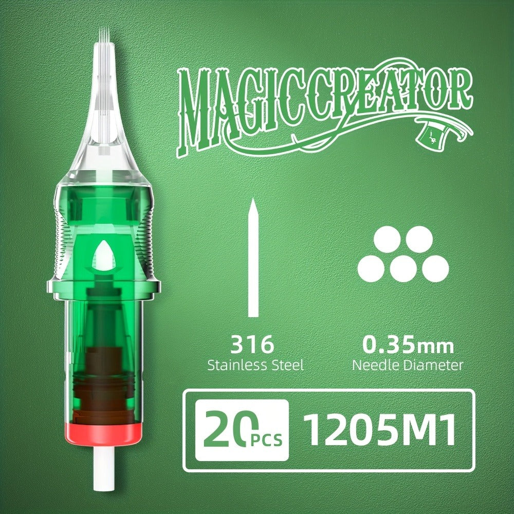 A Set of 20 Disposable Tattoo Needles for Magicians, Featuring High Transparency, Adjustable Lines, Various Gauges, Excellent Rigidity, Lasting Sharpness, And Ample Ink Capacity, Perfect for Both Professional Tattoo Artists And Novices