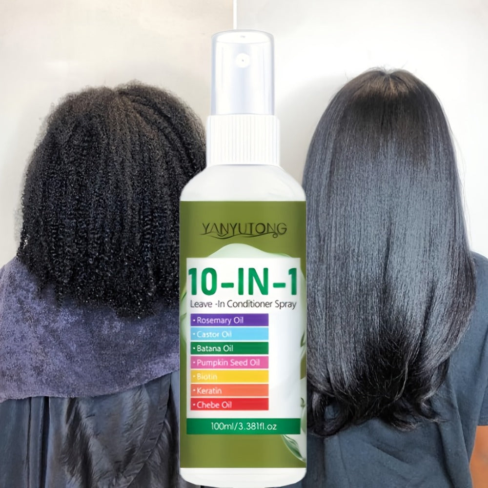 10-in-1 Hair Treatment Spray — Argan Oil Batana Rosemary Anti-Breakage Split End Repair, Softens & Adds Shine for Dry Hair, Fragrant 100ml