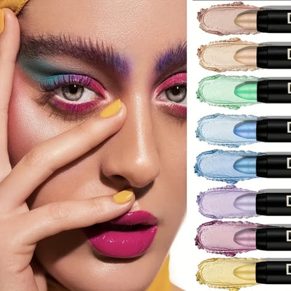 Eyeshadow Sticks & Gel Eyeliner Set 8/16PCS Shimmer Highly Pigmented Waterproof Smudge-Proof Multi-Use Eye Makeup Kit for Festival Party Colorful Looks