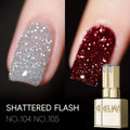 XEIJAYI Golden-Plated Bottle Silvery-Red Shattered Flash --- Nail Gel Silvery-Red Shattered Super Bright Explosive Shattered Sparkling Gel Nail Polish, Long-Lasting High Saturation Firm Gel Suitable for Salon Manicure Women'S Christmas Gift