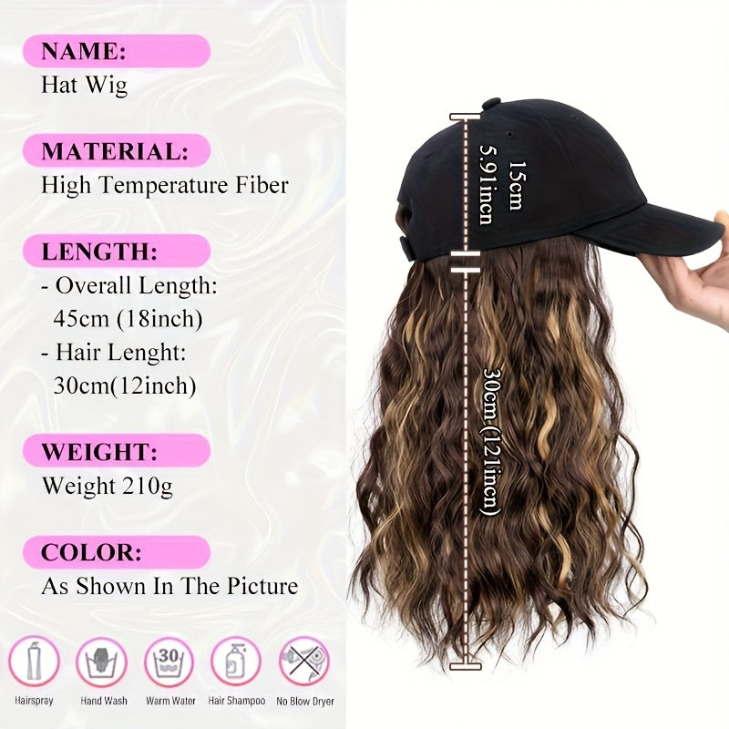 Heat-resistant Women's Black Synthetic Wig - Long Curly Wavy Hair Extensions with Adjustable Baseball Cap, Cosplay, Weddings, And Filming - Natural Volume And Elastic Net Base Ensure A Secure Hair Colors And Occasions, Cosplay Accessories