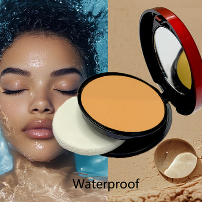Contour & Foundation Powder Palette 6 Shades Matte Full Coverage Oil Control Waterproof Blush Bronzer Highlighter with Blending Puff Light to Dark Natural Finish