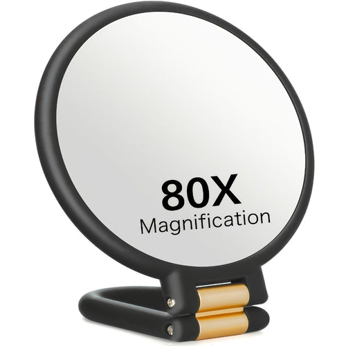 80X Handheld Magnifying Mirror with 1X 80X Magnification, 360° Adjustable Handle Portable Travel Mirror for Makeup Skincare Beard Trimming, Compact Beauty Mirror Gift for Women