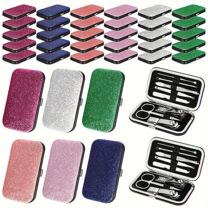 Manicure Set Bulk 30 Sets 8-in-1 Professional Nail Care Kit Stainless Steel Pedicure Tools with Travel Case Women Men Glitter Bulk Gift