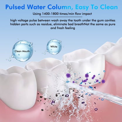Electric Water Flosser Smart Pressure Control — Interchangeable Nozzles, USB Rechargeable, Precise Water Pressure Adjustment for Home & Travel Dental Care, Gift-Ready
