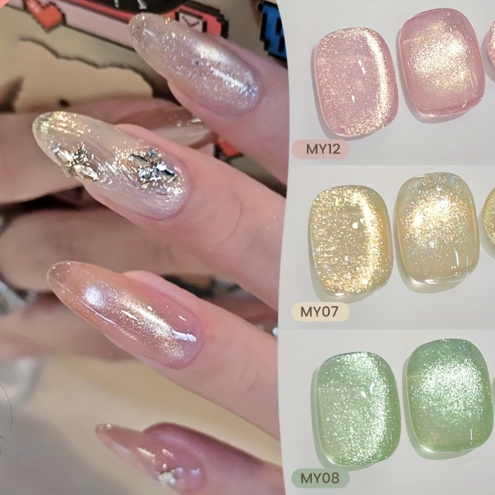 6pcs/set BORN PRETTY Cat Eye Gel Nail Polish, 0.34oz, Flowing Series, Alcohol Free, for Nails DIY