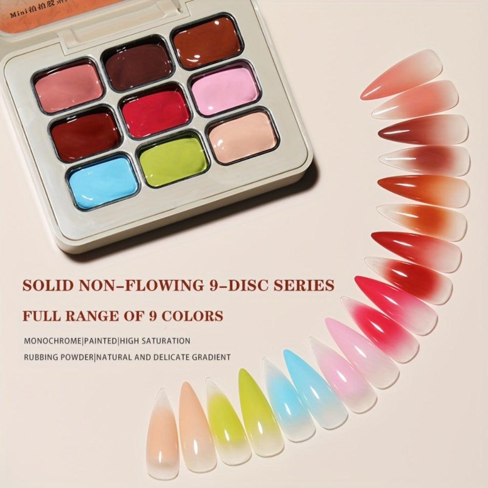 MORDDA Nine-Grid Tea Brewing Around The Stove 9pcs/Set---Autumn And Winter New Nail Polish Glue 9pcs/Set Firm And Durable Pat Glue Gradient Effect Christmas Nail Art Gift Nail Salon Nail Art