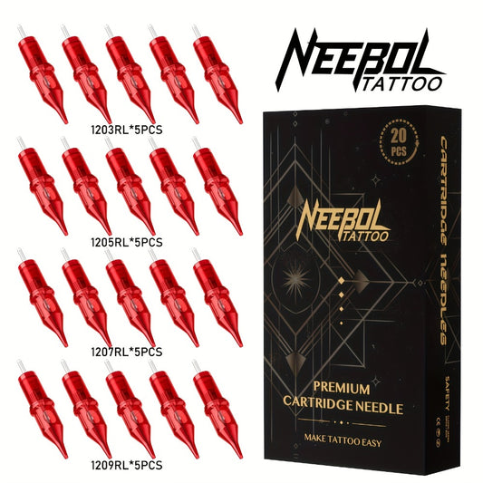 20/50pcs of Neebol Tattoo Cartridge Needles in Various Sizes, Including Assorted Round Liner And Shader Types, Suitable for Tattoo Supplies And Equipment, Body Art Gifts, And Tattoo Gun Machine Kits