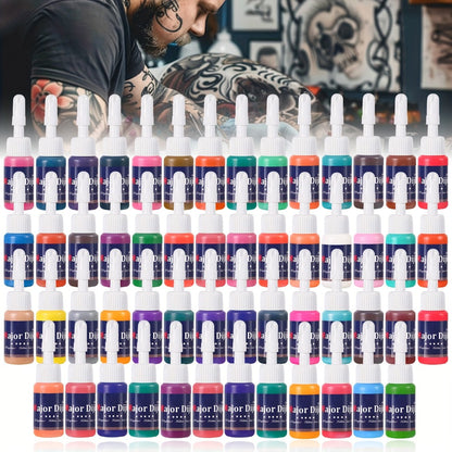 Tattoo Ink Set 54 Colors - Professional Permanent Tattoo Ink Kit for Artists & Beginners, Vibrant Full Color Palette, Long-Lasting Pigment for Tattoo Machine & Gun, Complete Tattoo Supply