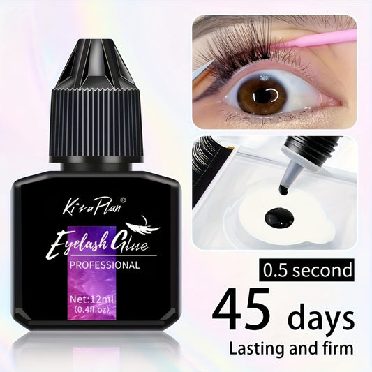 0.17oz/0.41oz Low-Allergy Eyelash Glue Suitable for Beginners & DIY - Instant Strong Hold Lash Adhesive with Quick-Dry Formula, 6-7 Weeks Retention for Lash Extensions, Suitable for Home Use & Cluster Lash Application