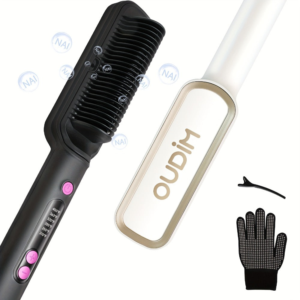 Hair Straightener Brush, Ionic Hair Straightening Brush Flat Iron For Women, Anti-Scald Straightening Comb For Home Salon, Precise Temperature Control, Auto Shuts Off, Holiday Essentials, Gifts For Mother'S Day, Girl Stuff, Wow Hair Products
