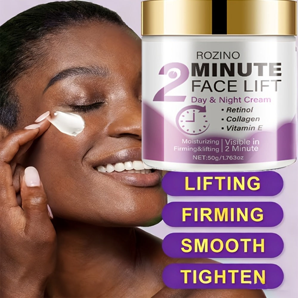 2-Minute Face Lift Day and Night Cream - Protein Lift and Firming Face Cream with Retinol, Protein, Turmeric, Hyaluronic Acid and Vitamins C and E - Moisturizing and Smooth, Suitable for All Skin Types - Alcohol Free