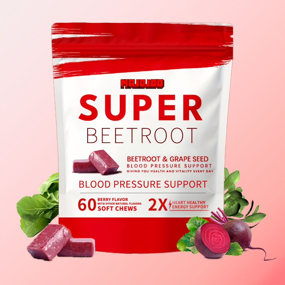 Beetroot Chewable Gummies, Beetroot Powder Containing Beetroot Formula, Beetroot Supplements Rich In Vitamins, Minerals, And Antioxidants, Pomegranate Berry Flavor, 60g Gummies