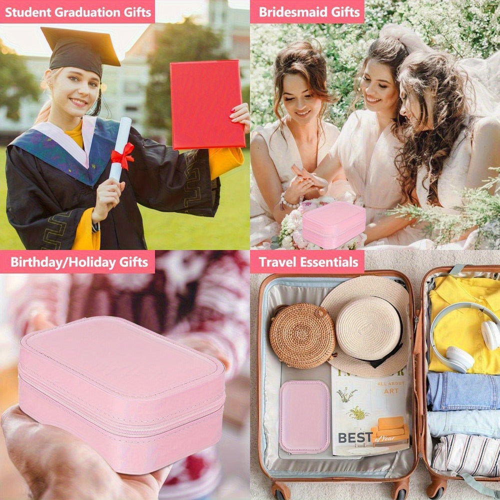 Lighted Makeup Mirror with Travel Case Cosmetic Bag Organizer - Adjustable 3-Color LED Light 1200mAh Rechargeable Portable Vanity Mirror for Women Gift
