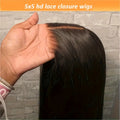 6X4.5 HD Lace Put On And Go Glueless Closure Wig Human Hair Straight Human Hair Pre Plucked Pre Cut No Glue 3 Seconds to Wear Glueless Wig Transparent Lace Front Wigs Human Hair Wig for Women Pre Bleached Knots 250 Density