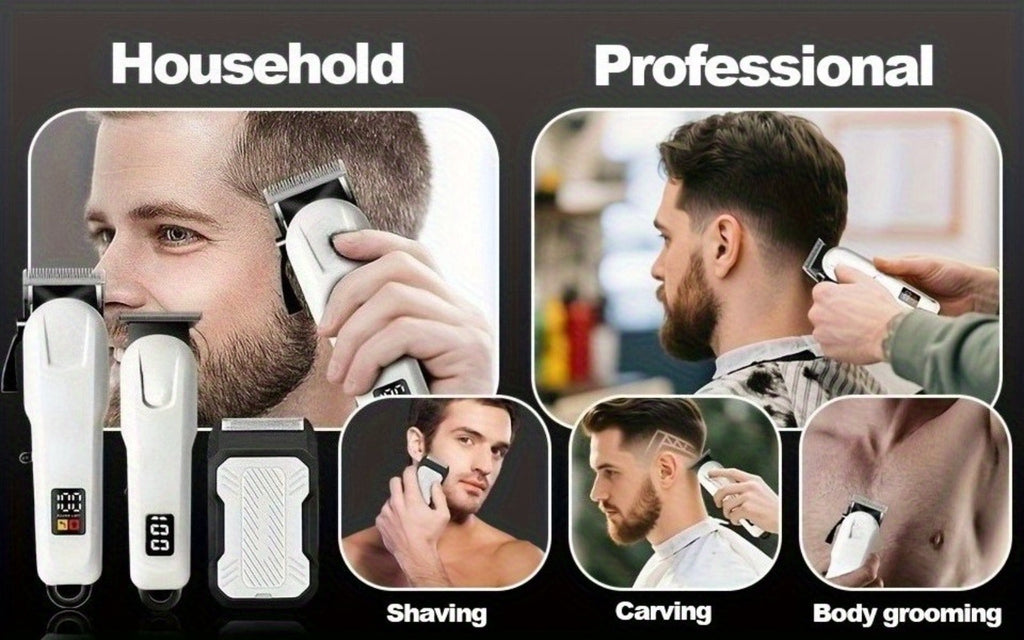 [Christmas Gift] 2pcs/3pcs USB Rechargeable Cordless Professional Hair Clipper Electric Shaver Set With LED Display Suitable For Home Travel Christmas Gift