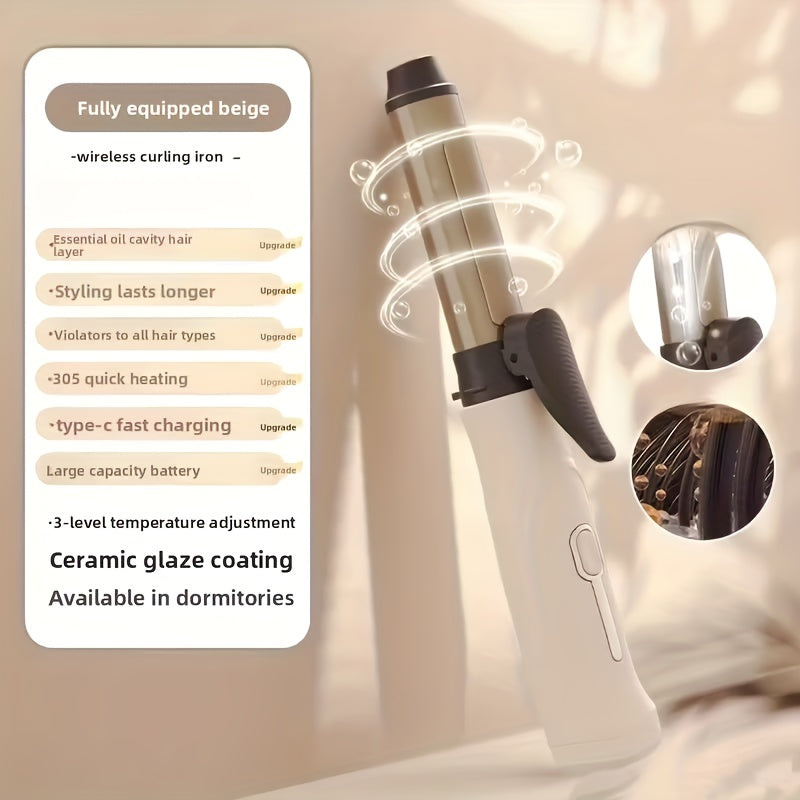 Portable Wireless Mini Hair Curling Iron Long Lasting Style Airy Bangs Big Wave Permanent Hairdressing Tools Additions for Students