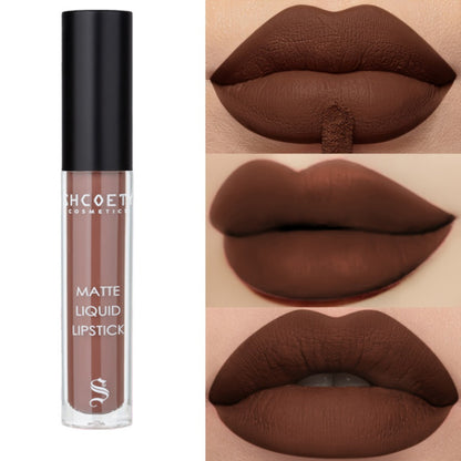 Matte Lip Glaze Set of 3 — Long-Lasting Waterproof Velvet Lip Mud in Brown, Pink & Red, Non-Stick Non-Greasy Formula, Cute Bear Packaging, Perfect for Daily Wear, Party & Festival Makeup