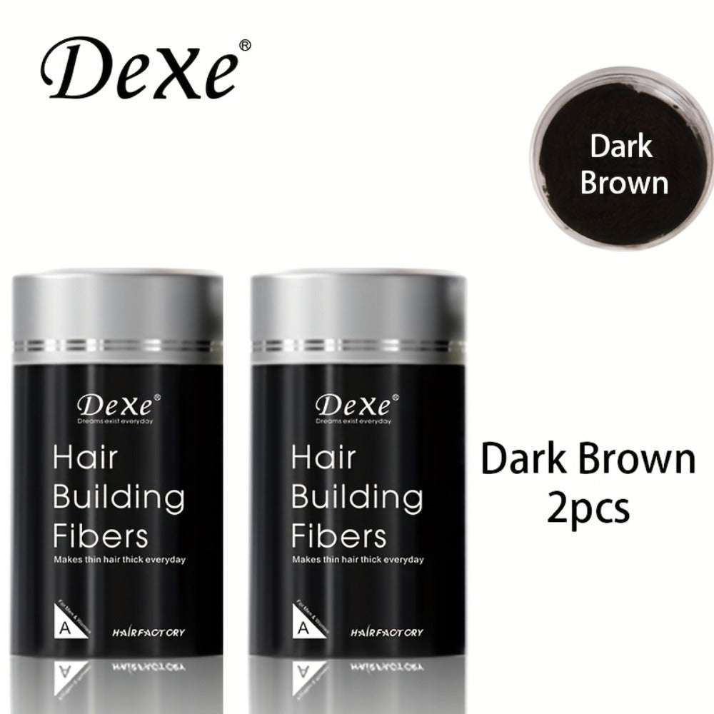 Hair Fiber Powder 2pcs DeXe 22g, Instant Hair Thickening Fibers, 1-Second Adhesion, Natural Fine Finish, Unisex for Men & Women, Travel & Business Ready — Black, Dark Brown