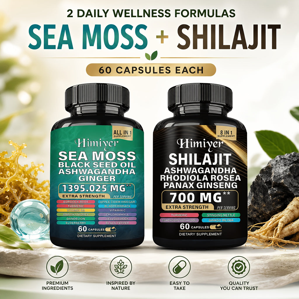 Sports Health Pack, Shilajit And Seamoss Ginger South African Drunken Eggplant Capsule, Sea Moss 350 Mg, Black Seed Oil 200 Mg, Ashwagandha 200 Mg, Ginger And Shilajit 300 Mg, Rhodiola Rosea 100 Mg, 1395mg+700mg Complete Supplement
