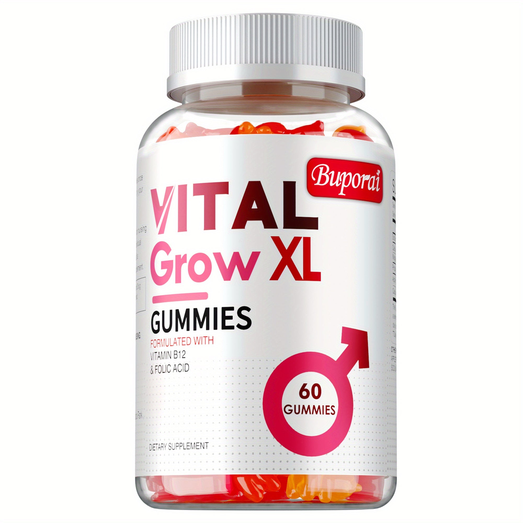 Vital Grow XL Gummies - with Sodium, Calcium, Magnesium - Supports Male Health, Muscle Health, Support - 60pcs