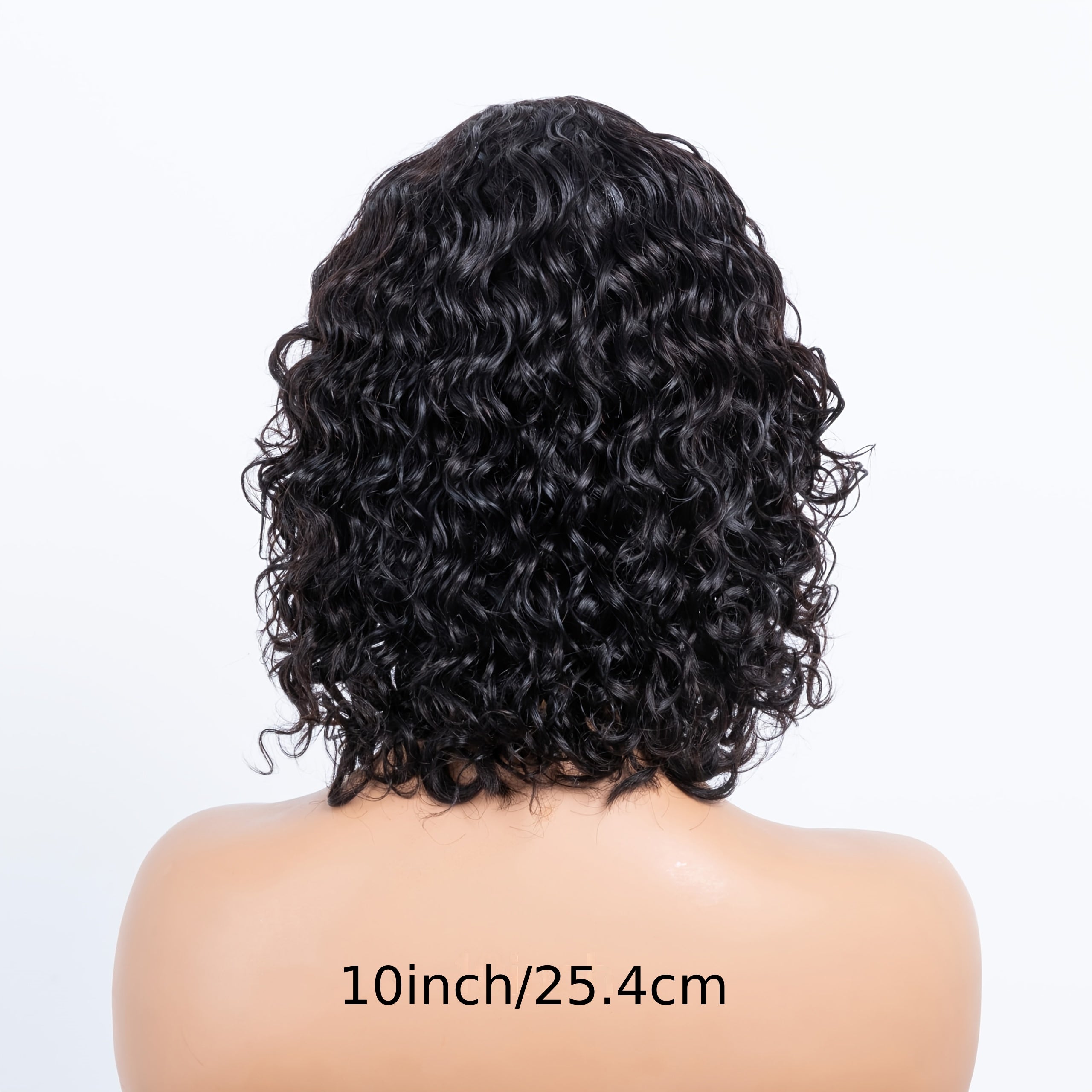 TIMOPOL Brazilian Human Hair Short Wavy Elf Wig - 10-inch Lace-Free Fully Machine-Made Rose Mesh Cap, 150% Density Unisex Wig, Suitable for All Ethnicities, Short Hair Wig