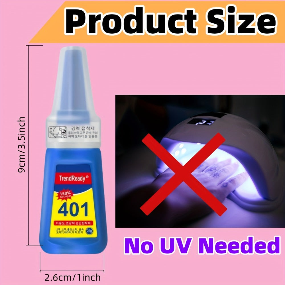 TrendReady 25g Nail Glue - Extreme Hold For Fake Nails & Tips, 30+ Days Wear, Smudge Proof, Salon Quality Kit