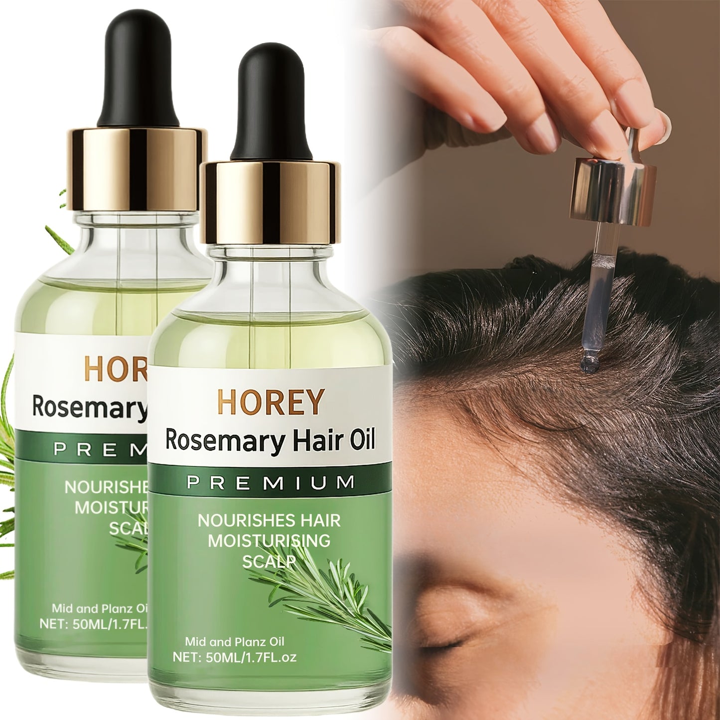 Rosemary Hair Oil with Batana & Castor Seed Oil - Anti Frizz Lightweight Scalp Treatment for Damaged Hair Volume Boost Strengthening Nourishing Hair Growth Oil for Women Men 50ml