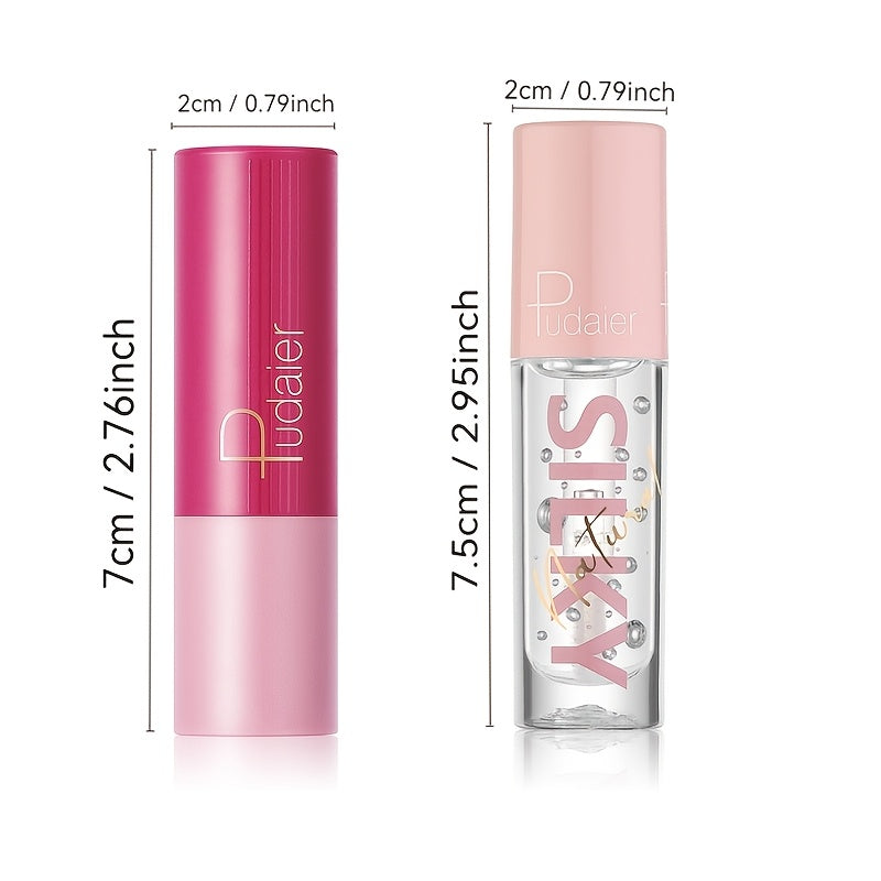 Silky Smooth Lipstick & Nourishing Lip Oil Set - Create Versatile Stunning Looks with Long-Lasting Hydration - Ideal for Effortless Glam! Christmas gifts, Christmas presents for Mom/Partner
