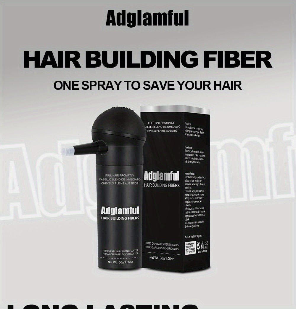 Hair Volumizing Fibers 2-in-1 Kit 30g x 2pcs - Adglamful Instant Volume for Sparse Hair, Fills Part Lines & Hairlines, Men & Women, Black & Dark Brown