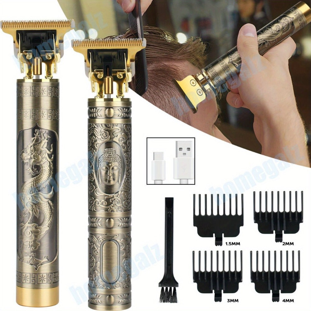 Cordless Hair Clipper & Beard Trimmer Kit for Men – USB Rechargeable Electric Haircut Set with 4 Guide Combs | Professional Home Barber Kit, Portable Grooming Tool | Father’s Day Gift for Men