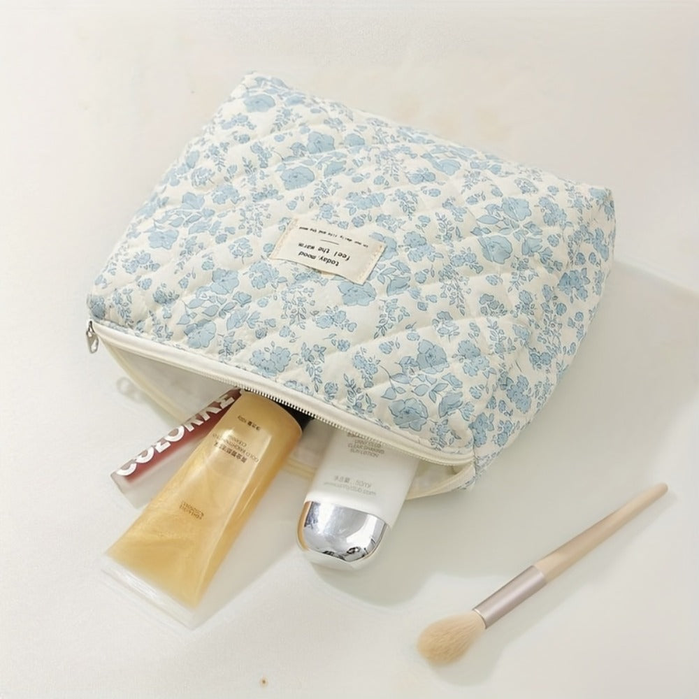 Large Capacity Floral Pattern Quilted Makeup Bag Set, 3 Counts Travel Cosmetic Bags, Stay Glam On-the-Go, Portable Zipper Makeup Organizer Pouches for Skincare, Cream, Lip Balm, Eyeliners, Makeup Tools, Makeup Container Set, Makeup Storage Organizer