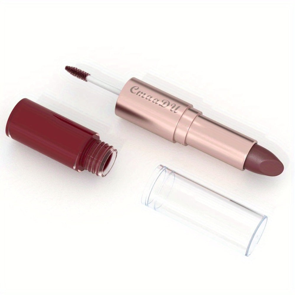 Matte Lipstick Set 4pcs - 2-in-1 Matte Lipstick & Lip Gloss Combo, Long-Lasting Comfortable Wear, Easy to Apply Velvety Lip Color, Perfect Valentine's Day Gift Set for Women