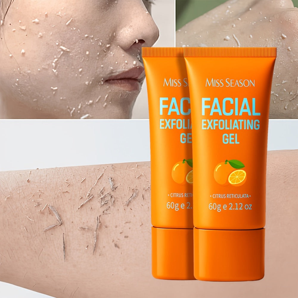 2-pack Facial Exfoliating Gel, Orange Face Exfoliator Facial Scrub, Gentle Exfoliation Deep Pore Cleansing, Moisturizing Boosts Radiance Smoothing Skin, Hypoallergenic For All Skin Types Face & Body Daily Use Gifts
