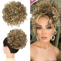 FESHFEN Messy Bun Short Curly Ponytail Extension with Elastic Drawstring, Loose Hair Bun Pieces for Women with Thinning Hair, Made from High-Temperature Synthetic Fiber, Weighing 80G