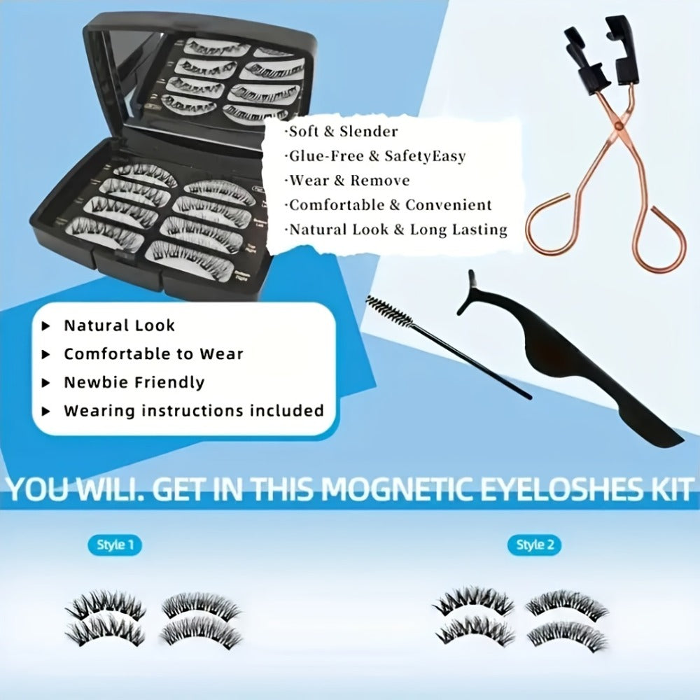 Local Warehouse 8pcs Quantum Magnetic Eyelash Set Makeup Lash Clusters Kit with 2 Styles of Applicators Tweezers And Brush 3D Magnetic False Lashes Beginner-Friendly Natural Set Idea for Daily Makeup Parties And Valentine'S Day Gifts Makeup for Wome