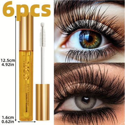 Eyelash Serum 6-Pack - Natural Ingredients Lash Growth & Enhancement Gel Formula, Moisturizing Conditioning Curling Effect, Longer Fuller Lashes for Women, Beginner-Friendly Daily Lash Care Set, Sensitive Eyes