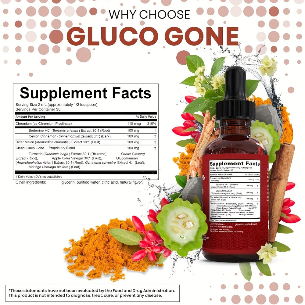 2.03oz Ceylon Cinnamon Berberine Liquid Drops Supplement with Bitter Melon Extract, Glucomannan, Gymnema, Chromium, Turmeric, Panax Ginseng | Vegan Dietary Fiber Supplement | Local Warehouse, Faster Shipping, Food, Family Gift & Halloween