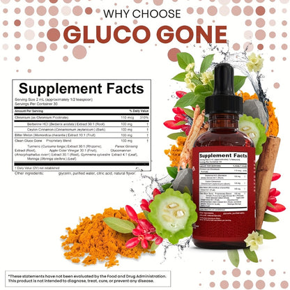Ceylon Cinnamon & Berberine Blood Sugar Support Liquid Drops — with Bitter Melon, Glucomannan, Gymnema, Chromium, Turmeric & Panax Ginseng | Vegan | 2.03 fl oz