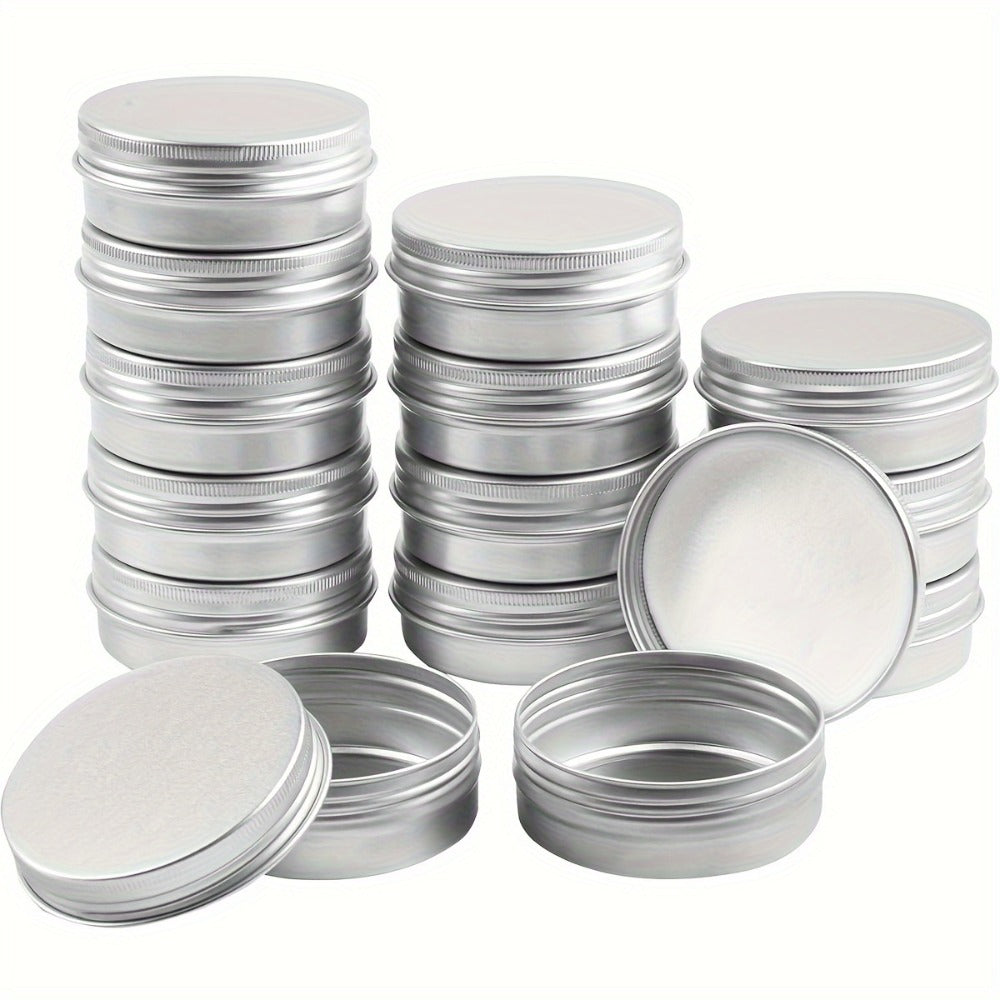 40 Aluminum Round Jars with LIDS 2 Oz Metal Silvery Jars with Screw LIDS Containers for Craft Storage Candles