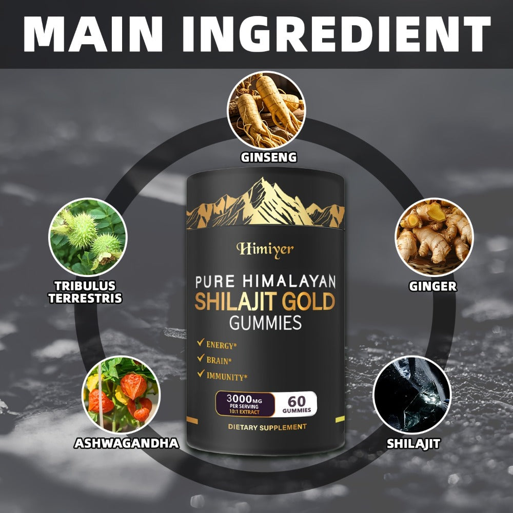 [Crazy Discounts]Himiyer Pure Himalayan Shila Gummies/KSM-66, Ashwagandha And Other Herbs/No Added Sugar/85+ Trace Minerals/ 75%+ Fulvic Acid, Infused With Ashwagandha, Ginseng, Black Musli, Gokshura, Suitable For Both Men And Women