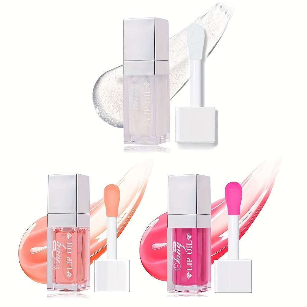 Lip Gloss Oil Set 3pcs/6pcs - Hydrating Plumping Lip Glow Oil, Shiny Transparent Lip Plumper, Long-Lasting Glossy Lip Color in Berry Coral Pink Red, Valentine's Day Gift for Her