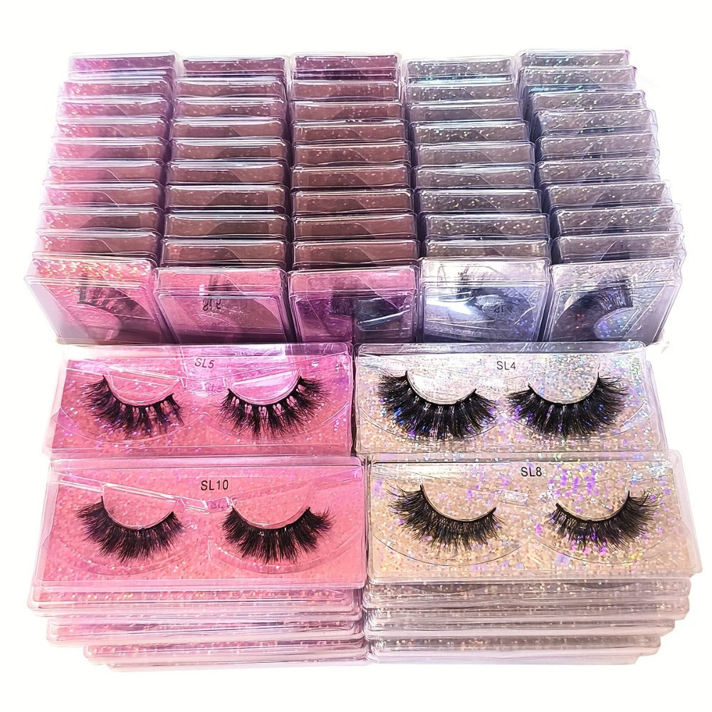 20 Pairs False Eyelashes Natural Long Fluffy Curling Thick Reusable & Lightweight Eyelashes Mix Styles Portable for Daily Use